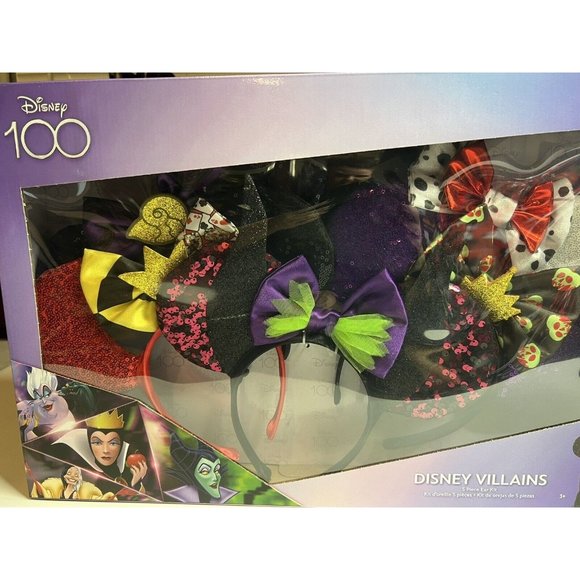 Disney 100th anniversary - Disney 5 Piece Ear Headband Box Set -Villians NIB - Picture 4 of 7